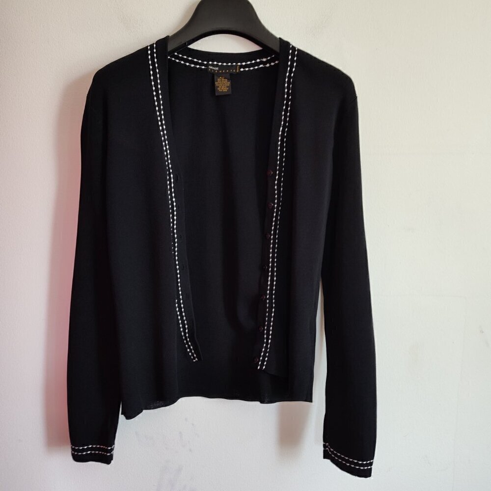 Ladies Petite SZ PP Grace Elements Black Cardigan